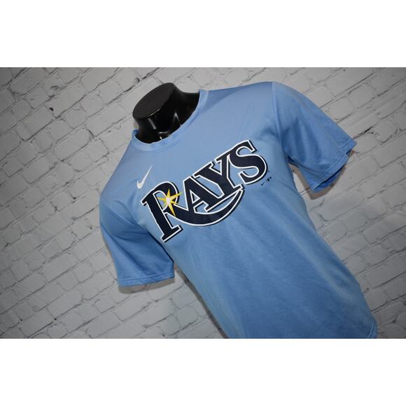 Nike Mens Size Large Tampa Bay Rays Baseball MLB Shirt Blue Dri-Fit Polyester - Picture 1 of 6